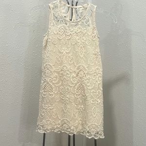 Girls Monteau Girl Sleeveless Lace Shift Dress Keyhole Back Size 7-8